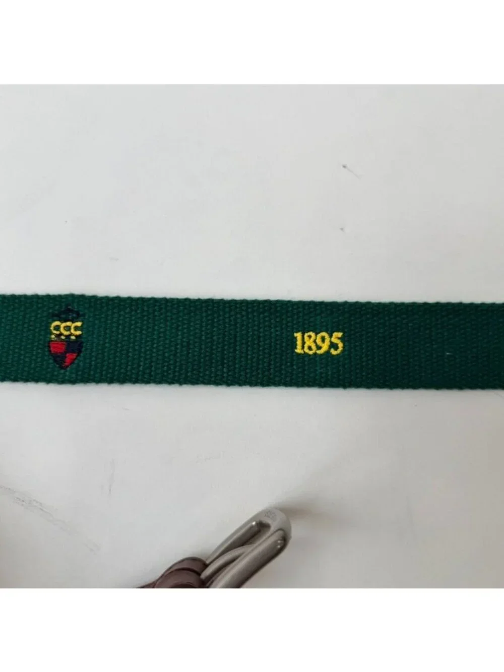 Reel Point Shelter embroidered Needlepoint Canvas Belt Green Men's Size 36